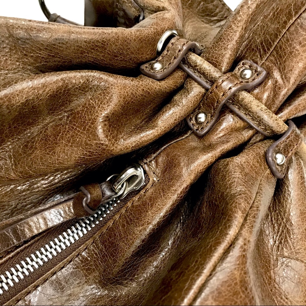 HOBO Brown Leather Drawstring Backpack - Picture 10 of 15